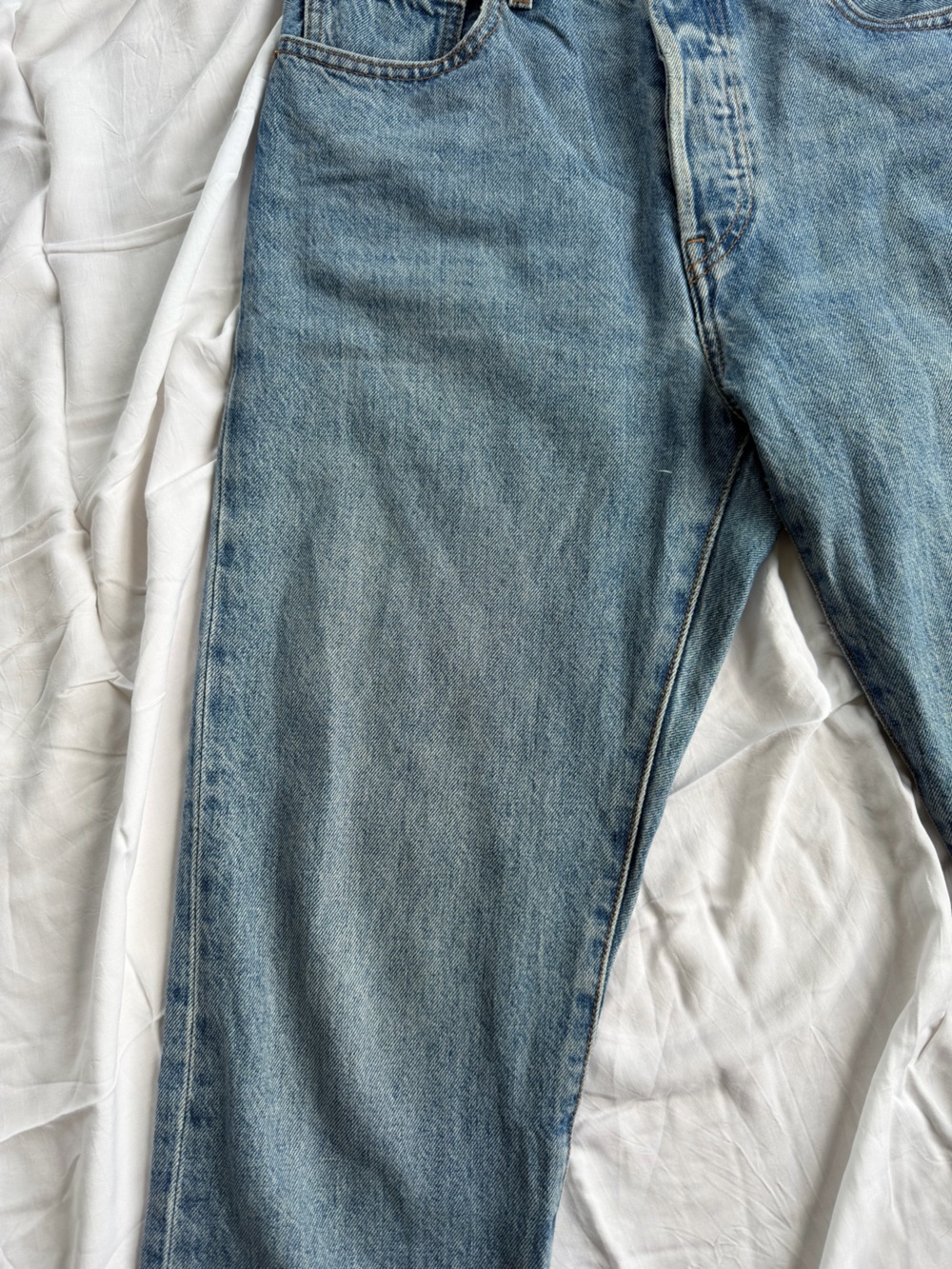 Levi’s Premium 501 Original Cropped Jeans W28 L28 Button Fly “Jokes on You”wash - Picture 5 of 13